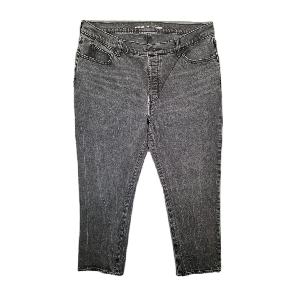 Old Navy Jeans Women's 14 Faded Black High Rise Slouchy Straight Button Fly